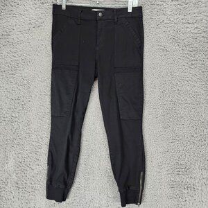 Level 99 Pants Womens 29 Black Stretch Mid Rise Zip Ankle Jogger